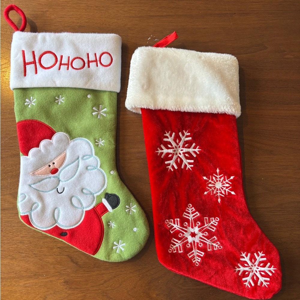 Festive Santa and Snowflake Christmas Stockings